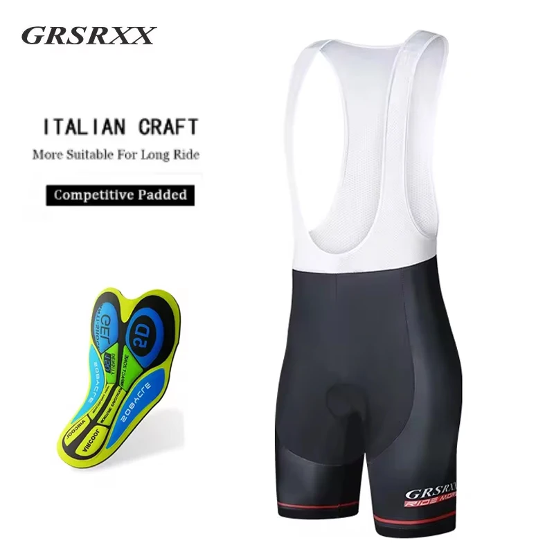 GRSRXX Cycling Bib Shorts Men Outdoor Wear Bike Cycling Padded Riding Bib Tights Bicycle Clothing