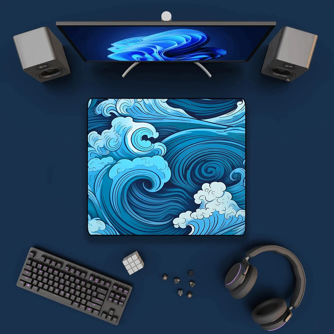 Japanese Blue Waves Mouse Pad Desk Mat Art XXL Gaming Mouse Pad office Mousepad 900x400 Nature Rubber Table Mat desk Accessories