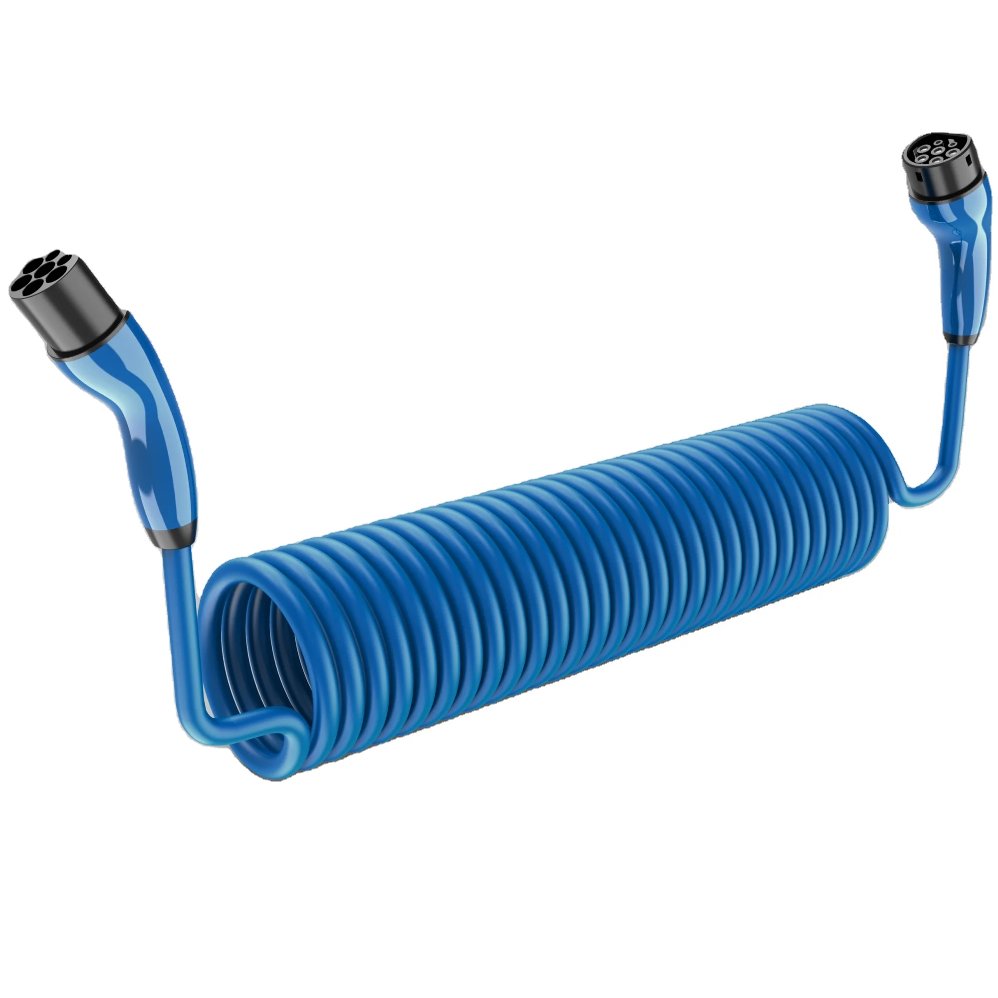 32A 7KW Type 2 to Type 2 EV Coiled cable EV Extension Cord for Electric Vehicle Charging Stations