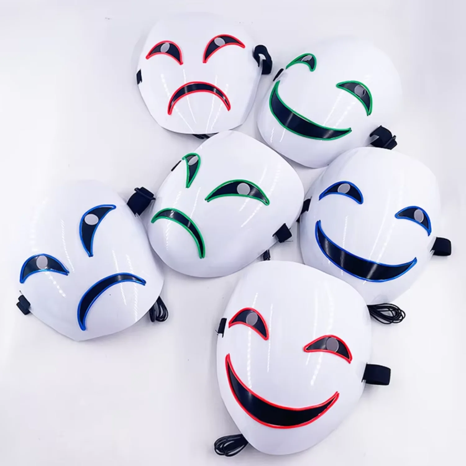 Neon Led Party Supplies Glow Scary Emote Light Up LED Mask Cosplay Party Wire Led Mask