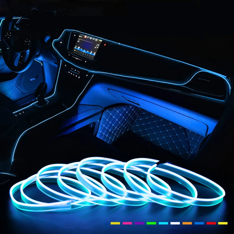 1M/2M/3M/5M Car Interior Lighting LED Strip Decoration Garland Wire RopeTube Line flexible Neon Light Car Products Interior Part