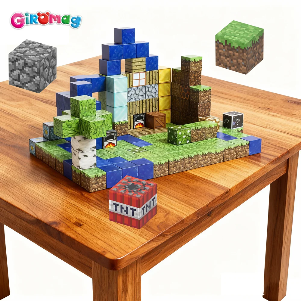 

Набор магнитных блоков GIROMAG поставляется с маленькой игрушкой, развивающие игрушки STEM для детей от 3 до 12 лет, креативные строительные игры