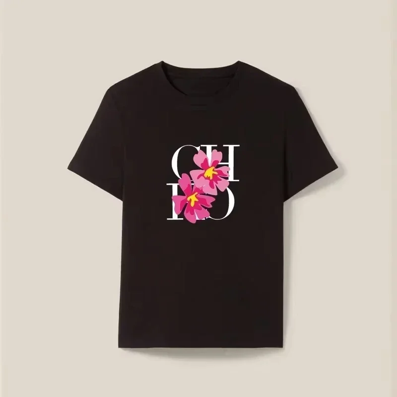 The 2025 New Brand's High-end Short-sleeved T-shirt Is Versatile For Autumn And Winter, With A Stylish And Slimming Print