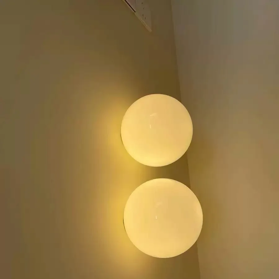 

12cm 15cm 18cm Nordic Conceal Small Base Round Glass Wall Light for Bedroom Bedside Living Room Hallway Entrance Stair Wall Lamp