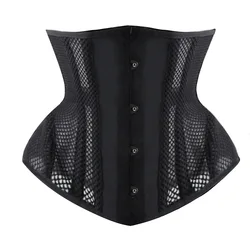 Underbust Corset Women Waist Trainer Sexy Black Mesh Busiter Goth Vintage Slim Body Belts Streetwear See Through Corselet