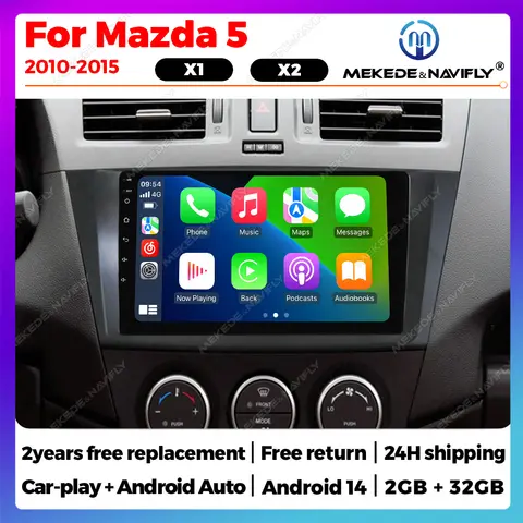 안드로이드 14 Autoradio For Mazda 5 3 CW 2010-2015 차량용 라디오 헤드 유닛 멀티미디어 플레이어 GPS WIFI 무선 Carplay Android Auto BT