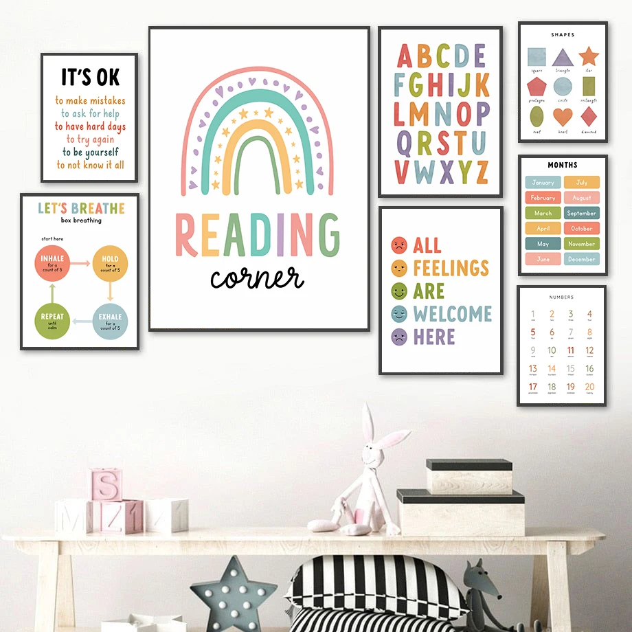 

Child Education Alphabetic Knowledge Strategies To Calm Your Mind Fashion Wall Art Canvas Painting Nordic Poster Children's Room