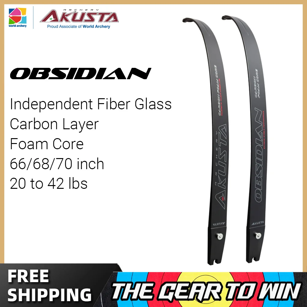 

Akusta Recurve Bow ILF Limbs Carbon Graphene Foam Core 66" 68" 70" 20-42lbs Obsidian Series