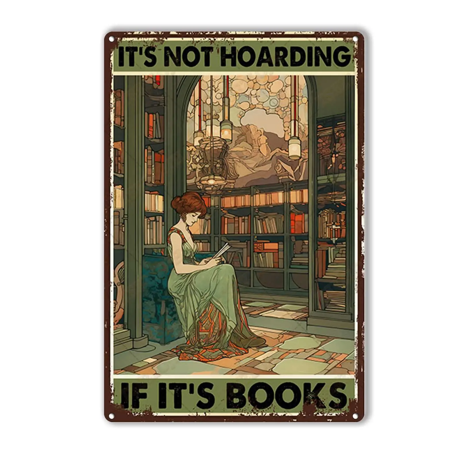 Funny Metal Tin Sign Its Not Hoarding If Its Books Metal Signs Wall Decoration for Family The Bar Restaurant Cafe Bathroom Garag