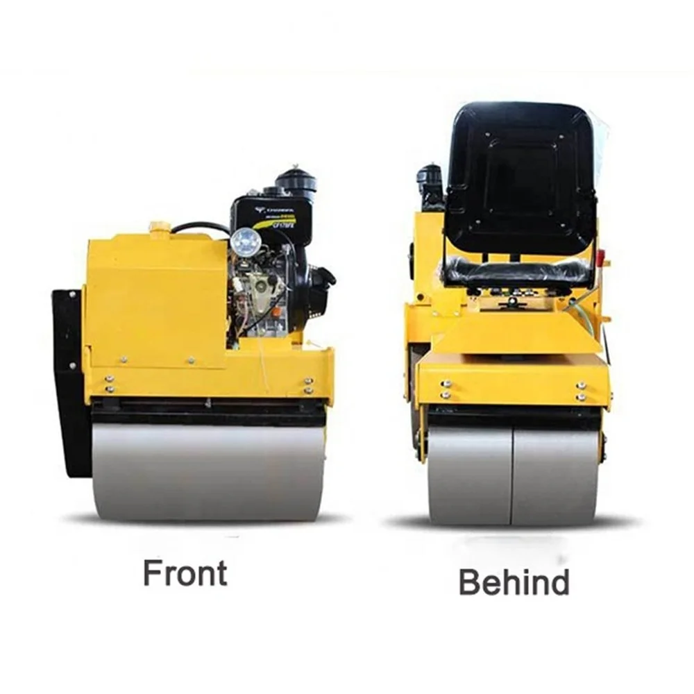 2000KG Double Drum Roller 2ton Small Vibratory Roller Hydraulic Road Roller  70HZ Exciting Force 50KN  Construction Tools