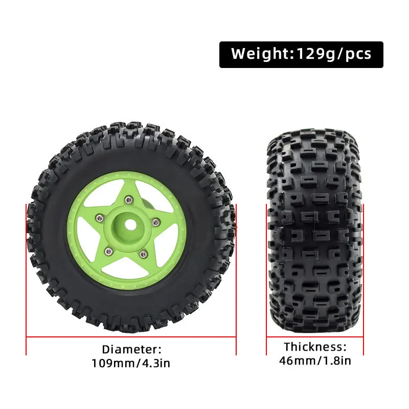 Tire Adapter 12/14/17mm For 1:8 1:10 Trax Slash Huanqi 727 Vika 112mm Tire Rc Car Model Short Card General Road Tire Upgrade