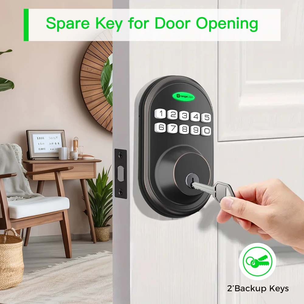 Keyless Entry Door Lock, One-Touch Lock/Unlock, Deadbolt Lock With Keypad And Key, Auto Lock For Door