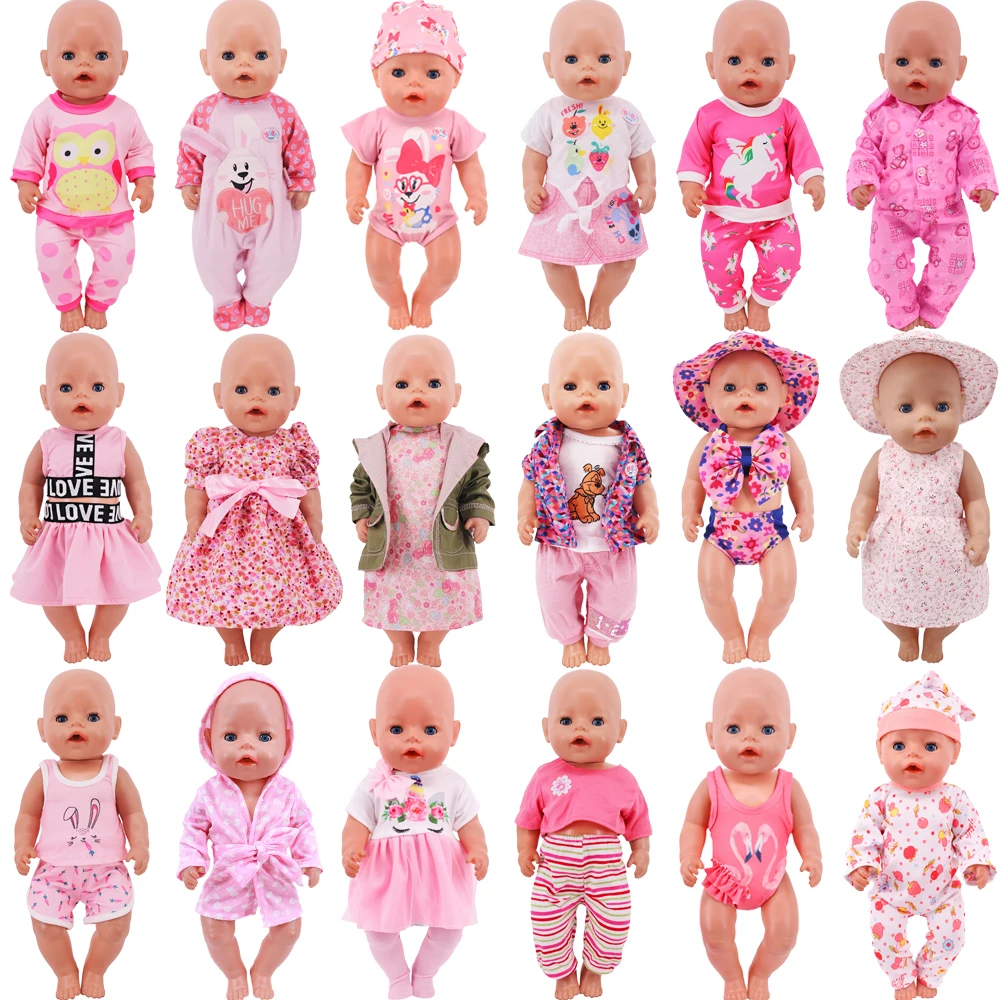 Pink Doll Clothes For 43Cm Born Baby Reborn Doll Clothes Accessories 18 Inch American Doll Girls Toys Gift Our Generation Nenuco