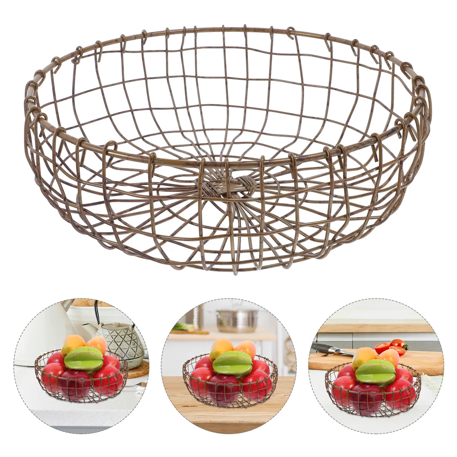 

Iron Wire Fruit Basket Practical Modern Kitchen Table Storage Wire Basket for Fruits Bread Counter Display Fruit Bowl