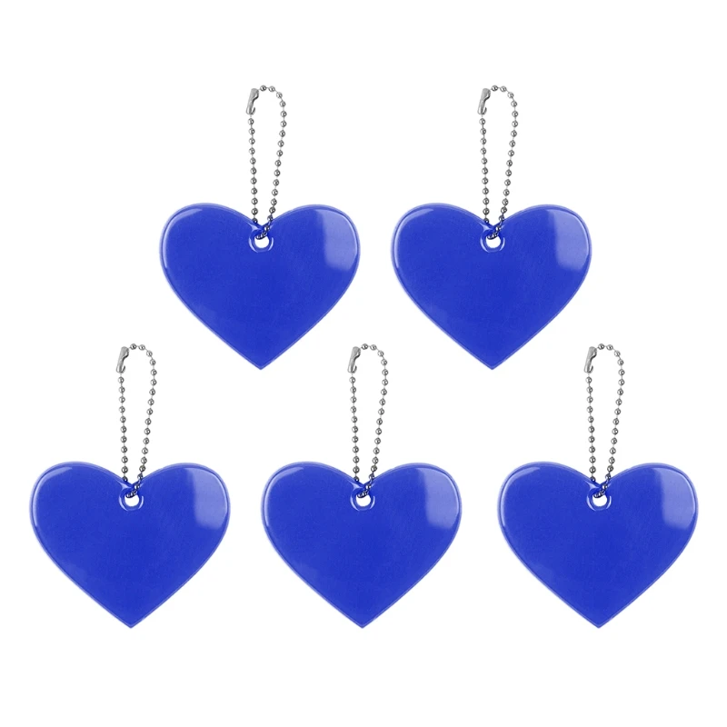 Bright Heart Reflective Keychain Tags Safety Reflective Tags Bag Backpack Pendant for Kids Adults Student Dog Collar 5pc