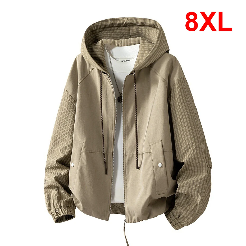 8XL Plus Size Cargo Jacket Men Fashion Casual Sleeve Patchwork Jacket Coat Male Big Size 8XL Outerwear Camp Jackets