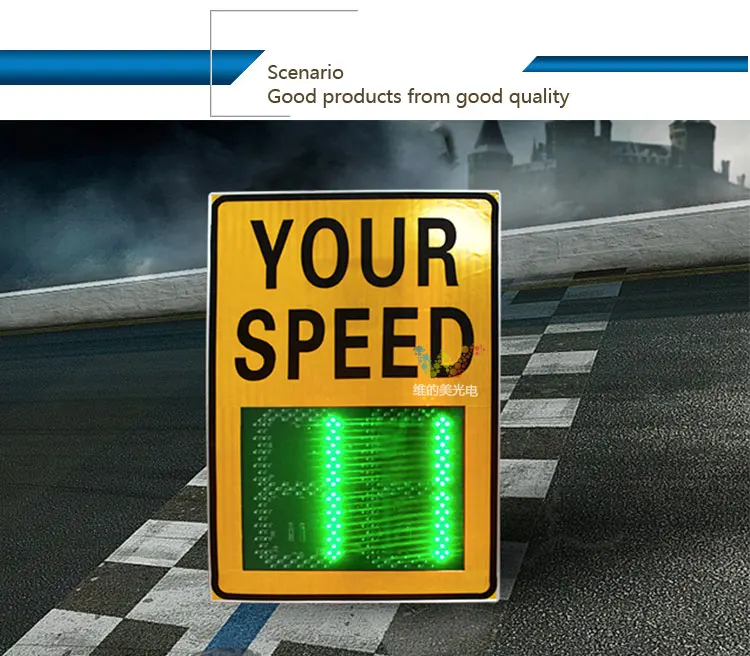 Señal de límite de velocidad de Radar de seguridad vial al aire libre, señal de advertencia LED de tráfico de dos digitales, color rojo y verde