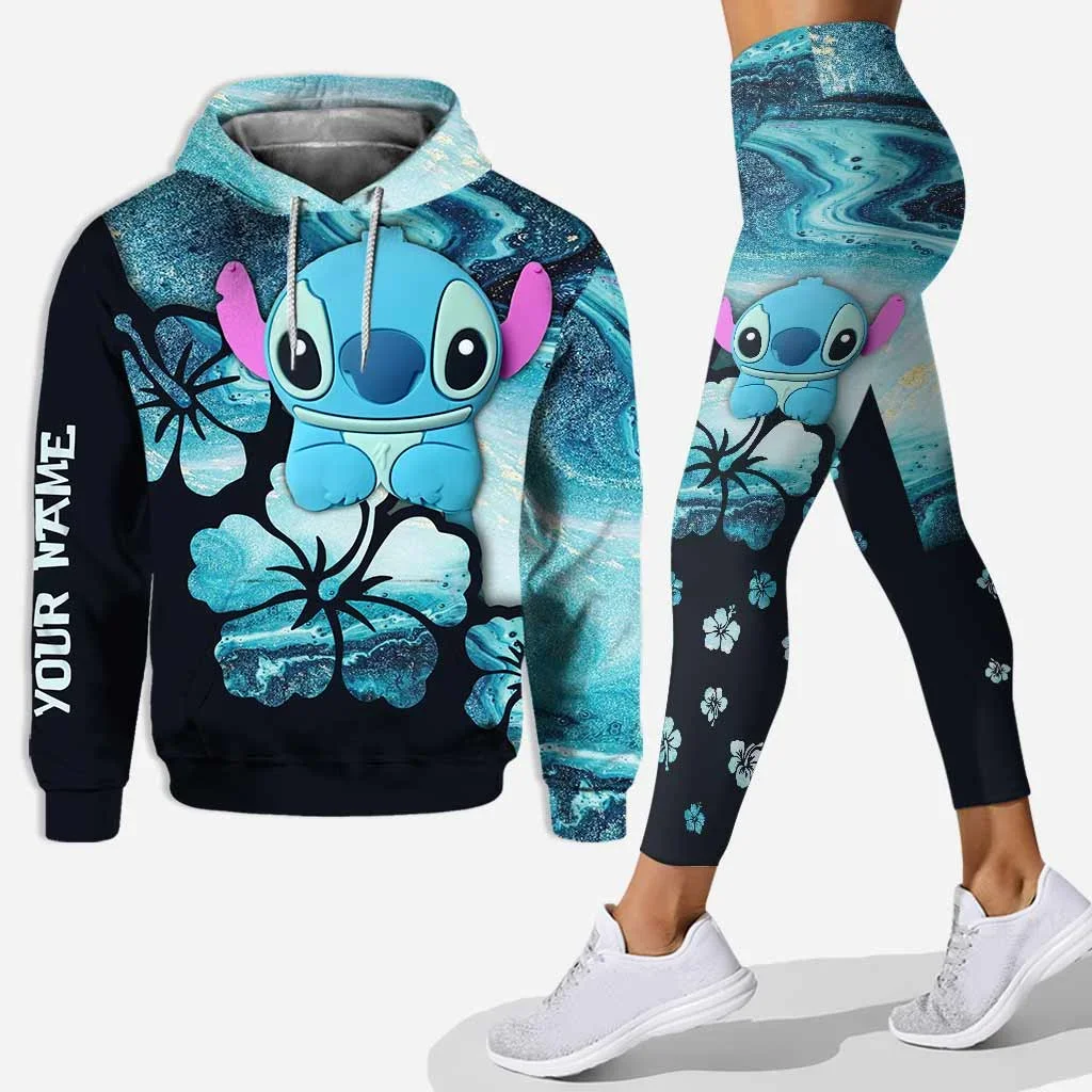 Disney Stitch 3d Hoodie and Leggings Set Women's Casual Stitch Yoga Pants Suit Disney Yoga Hoodie Leggings Fashion Tracksuit Set