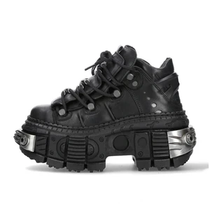 Mode Marke Design Qualität weiblicher Punk Gothic Schuhe bequeme High Heels Dekoration Metall Nieten Motorradstiefel 10 Hauptverkauf Bota de Schädel - №4