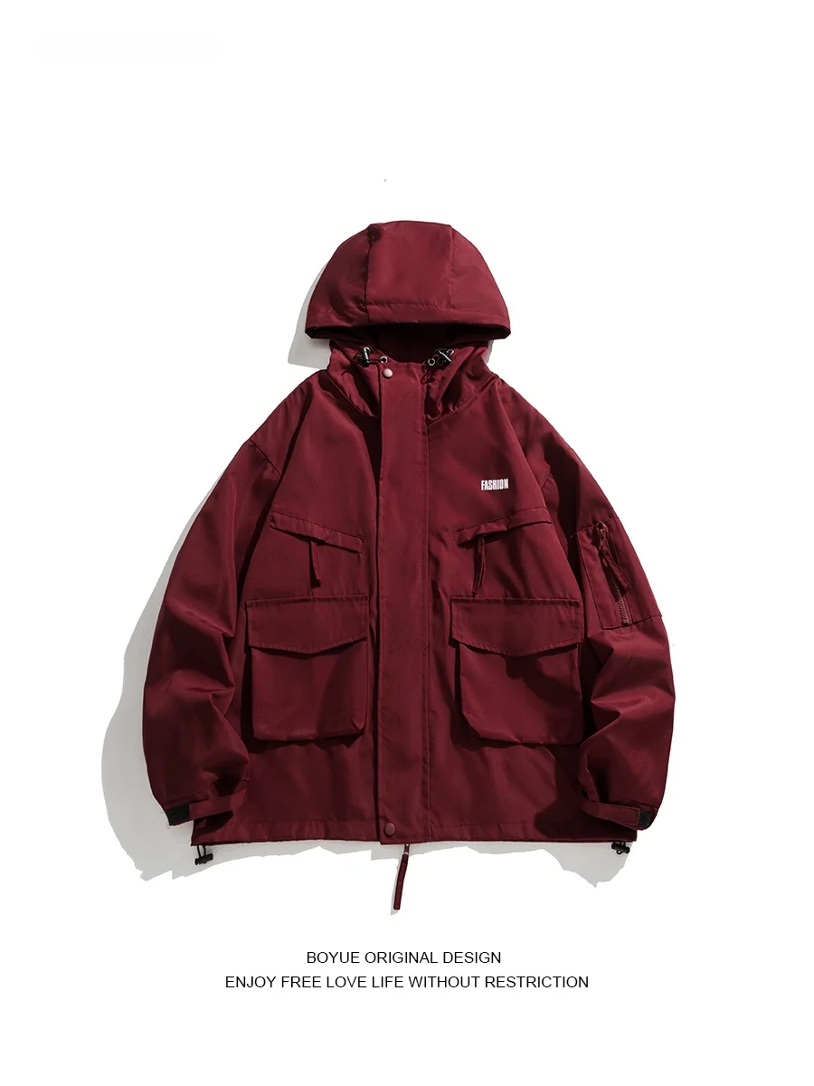 

Водонепроницаемая куртка Boyue с капюшоном, весенне-осенняя, для активного отдыха, свободного кроя, молодежная, модная, удлиненная, для подростков