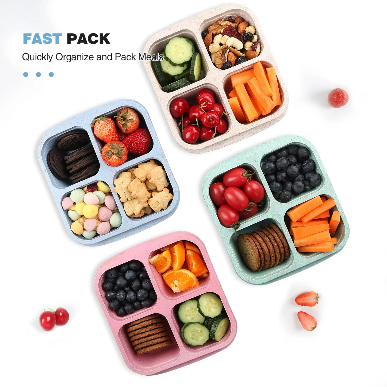 2-Piece Bento Lunch Box Set - Reusable, Divided Containers with Clear Lids for Meal Prep, School, Work, Picnics &  Use - BPA-Fre