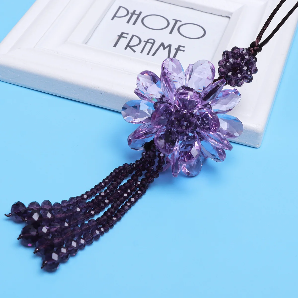 

Crystal Flower Pink Car Hanging Ornament Pendant Charm Accessories Car Rearview Mirror Decoration Crystal Hanging Ornament