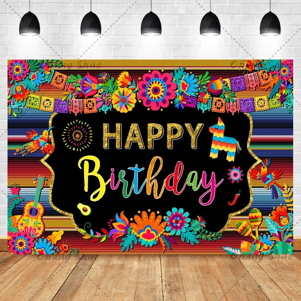 Mexican Fiesta Background With Cactus And Sombrero Decoration Cinco De Mayo Festival Birthday Banner Photography Backdrop