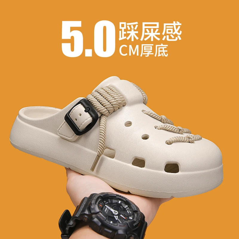 

Men's Breathable Slip-On Slipper Shoes 2025 Fashion Outdoor Sandals for Summer Beach Hollow-Out EVA Thick Bottom Couples Sandals