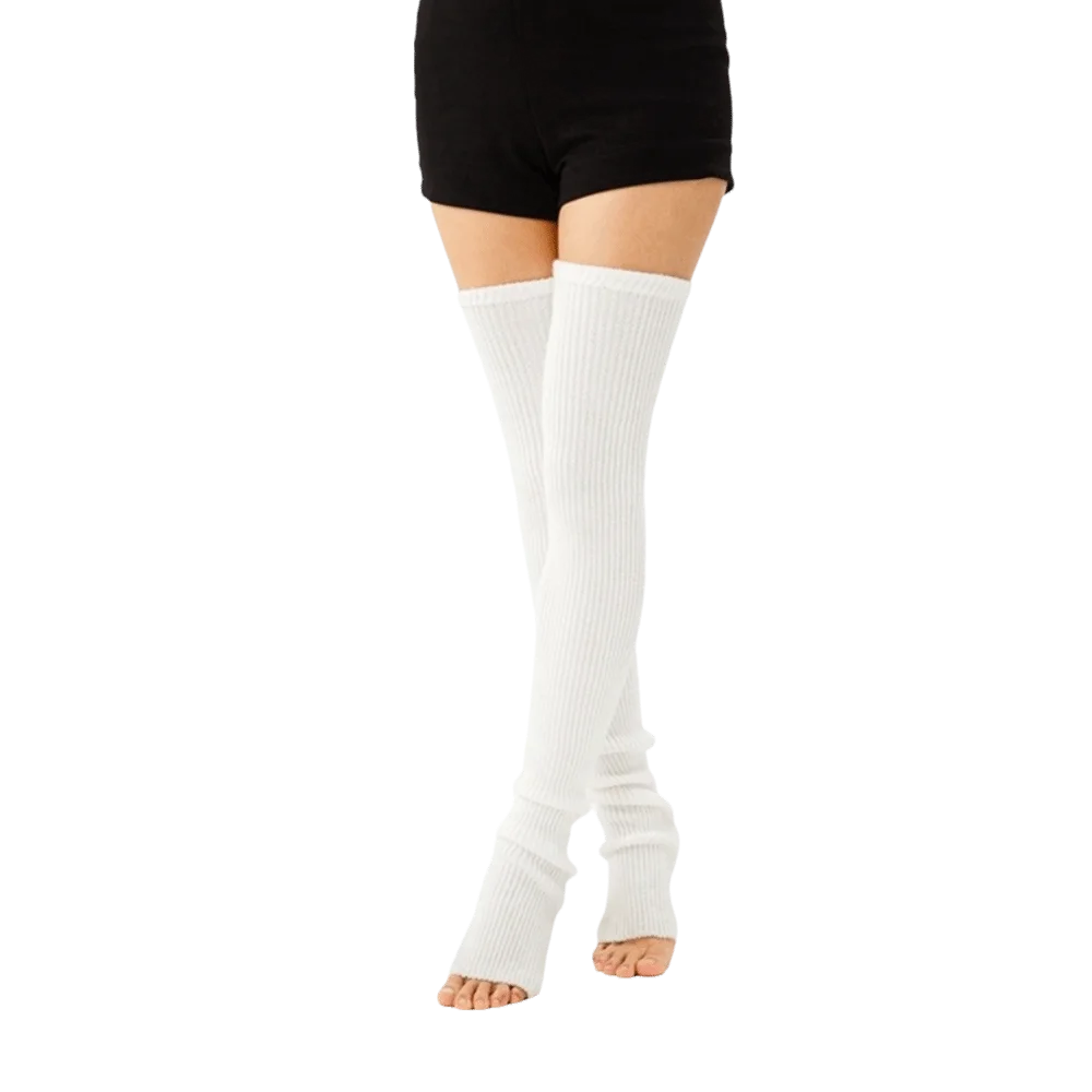 Simple Knitted Leg Warmers Stripe Multicolor Long Stockings Lolita JK Thickened Warm Above Knee Socks Yoga
