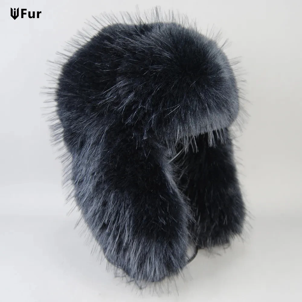 

Fashion Fluffy Popular Russian Female Round Cap Faux Fur Hats Winter Hats For Women Faux Raccoon Fur Beanies Faxu Fox Bomber Hat