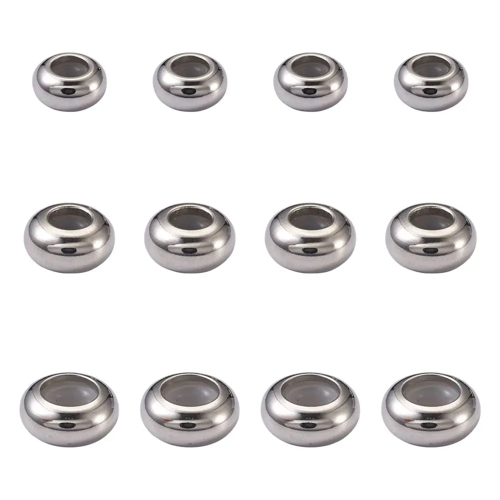 45-50Pcs Stainless Steel Rubber Stopper Beads Adjustable Slider Clasps Round Bead for DIY Bracelets Necklaces Jewelry Making