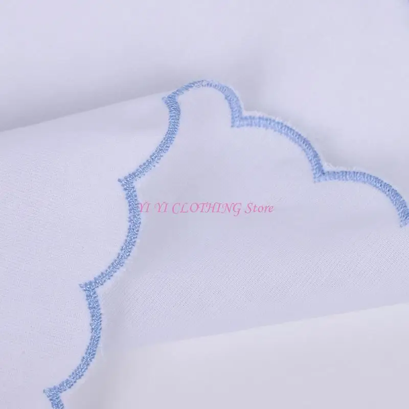 N5KF thêu màu trắng hạnh phúc Nước mắt Cotton Handkerchief Elegant Wedding trang trí hình vuông hình vuông cho khách đám cưới