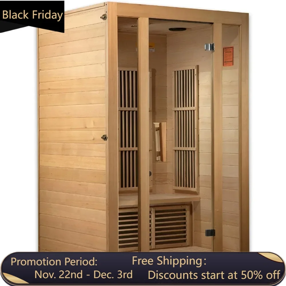 Saunas MX-J206-01 Seattle Carbon Far Infrared Sauna for 2 Persons, Hemlock Wood (Curbside Delivery)