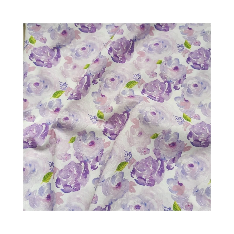 150x50cm Purple Dyeing Flower Cotton Poplin Cloth, for Dress, Shirt, Home Clothing Fabric