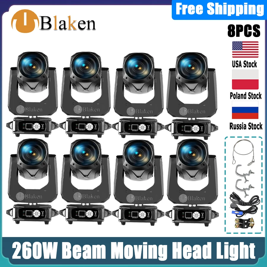 

0 Tax 8Pcs Beam 10R 260W Moving Head Stage Light Prism Raibow DMX512 DJ Disco Party Wedding Equipment Bar Stage Christmas Party