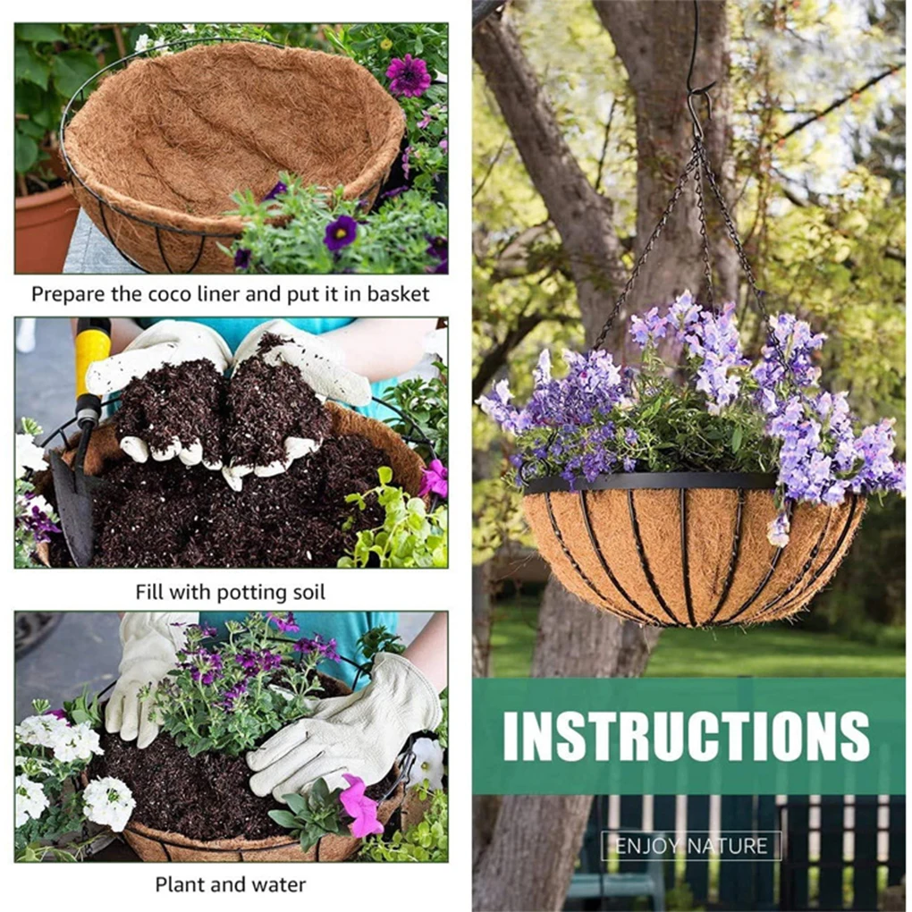 2pcs/set Garden Coco Coir Liner Transform Landscape Into Botanical Paradise Flowers Planter Liner As Shown 14Inch