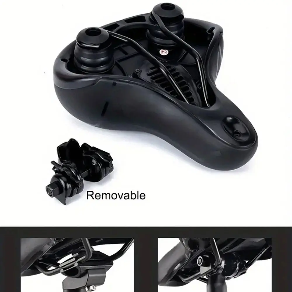 

Wide Safety Warning Bicycle Saddle Bicycle Accessories Shock Absorbing Bike Seat Breathable Hollow Bike Saddle Padded Road Bike