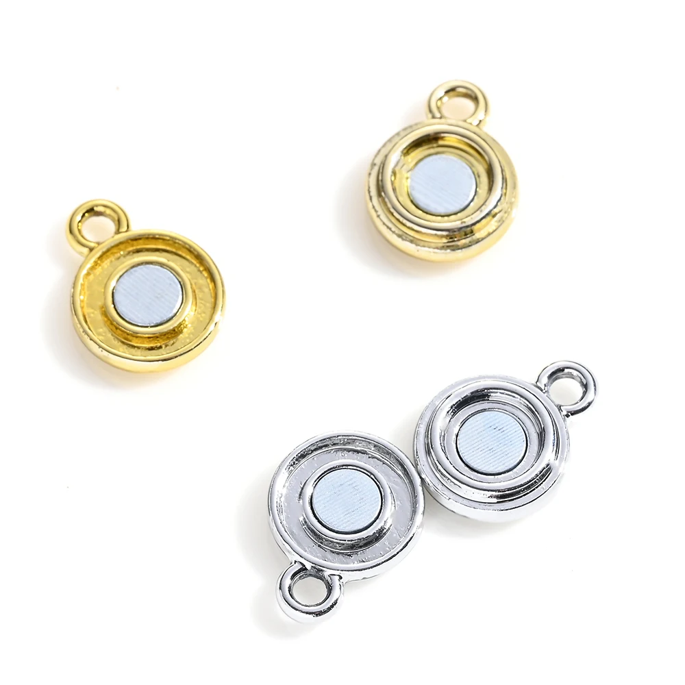 5 Paar magnetische Legierungs-Anhänger mit doppelter runder Schnalle, mit magnetischer Anziehung für die Verbindung von Halsketten und Armbändern. – Detail 7