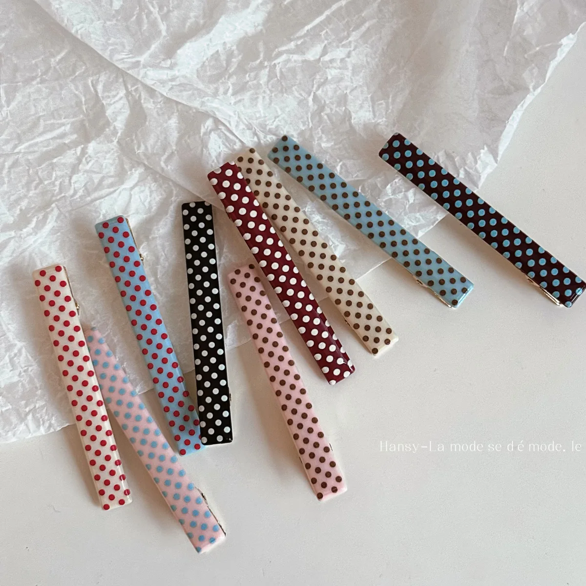 Hair Clips Polka Dot Metal Compact Non Slip Cute Side Bangs Clip Korean Style Lightweight Hair Accessories for Women Colorful