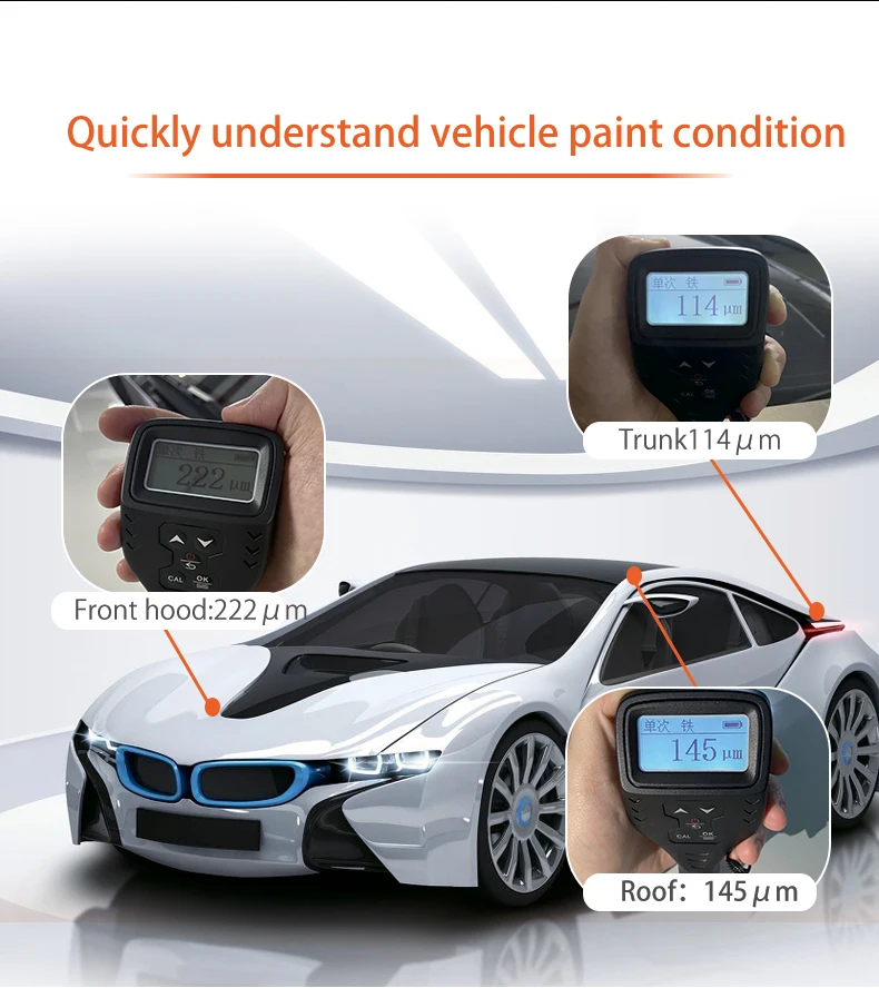 TM221 Car Paint Tester Coating Thickness Gauge Digital AUTO Film Paint Checker Thickness Meter With Data Storage Function