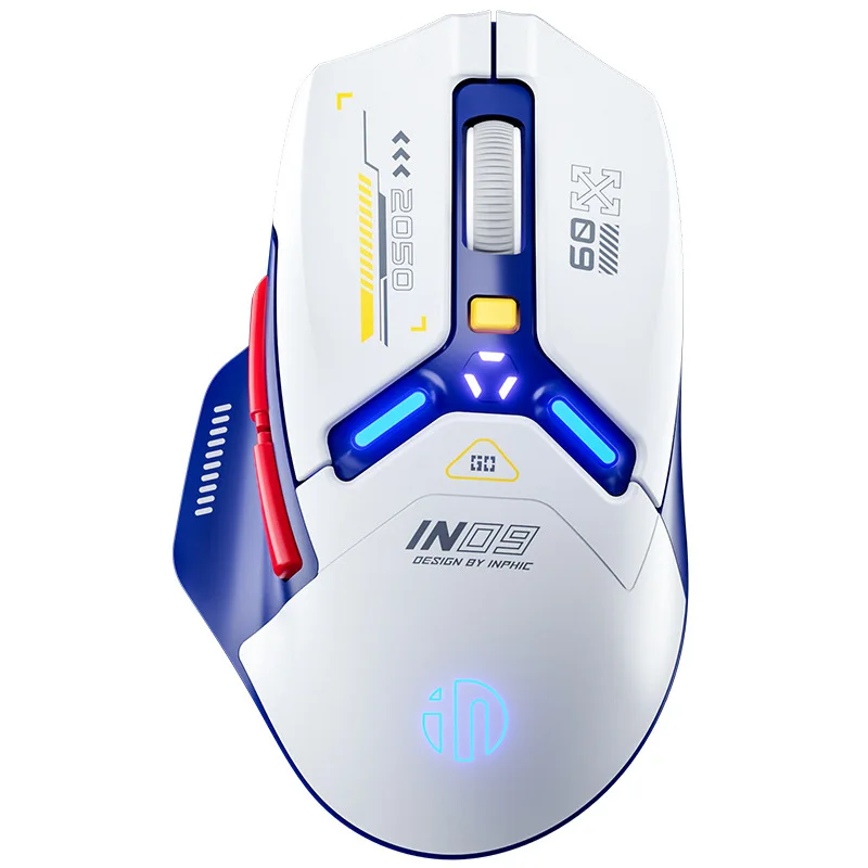 IN9 Tri-mode Wireless Bluetooth Mouse Wired Professional Gaming Mouse Luminous Type-C Charging Computer Office Mause For Gamer