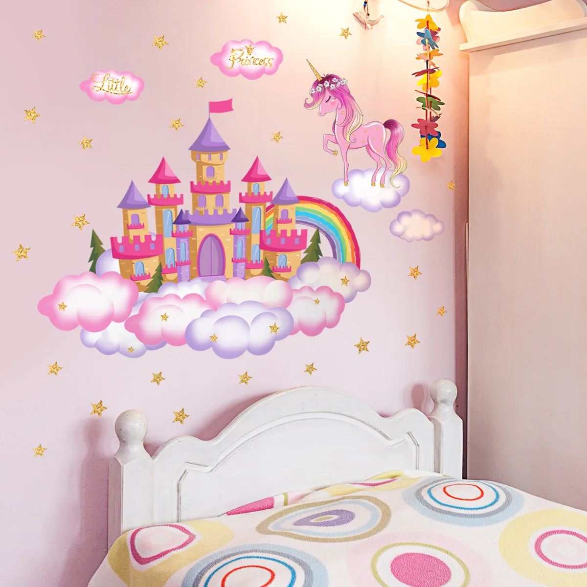 30*90Cm Cartoon Kasteel Fantasie Sprookje Muursticker Kinderkamer Kleuterschool Achtergrond Decoratieve Muursticker Bm6050