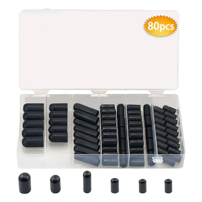 80 ชิ้นสูญญากาศฝุ่นสําหรับรถยนต์ Crburetor ยาง Dropper Cover ID 3/16 "5/32" 7/32 "1/4" 5/16 "3/8" คาร์บูเรเตอร์ท่อหมวกชุด