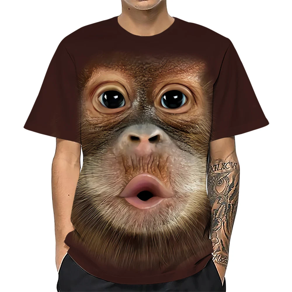CLOOCL Men T Shirt 3D Graphics Mouth Monkey T-shirt Animal Printed Women T-shirt Short Sleeve Men's Big Belly Funny Tshirt Tops