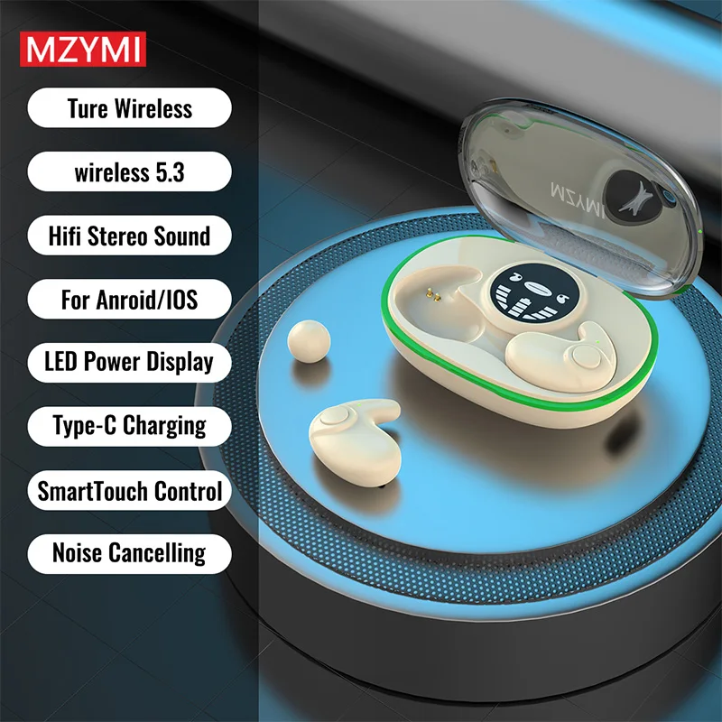 MZYMI MD558 Ultra-Thin Wireless Sleep Earphone Mini Invisible Bluetooth Sleeping Headset Noise Reduction Stereo Headset With Mic