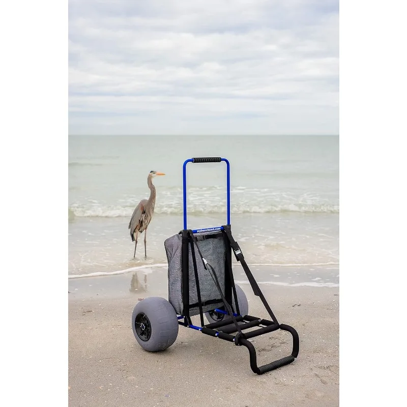 My Beach Cart® The Original Patented NO Rust Aluminum Foldable Beach Cart 13 INCH Big Wheels Balloon Tires