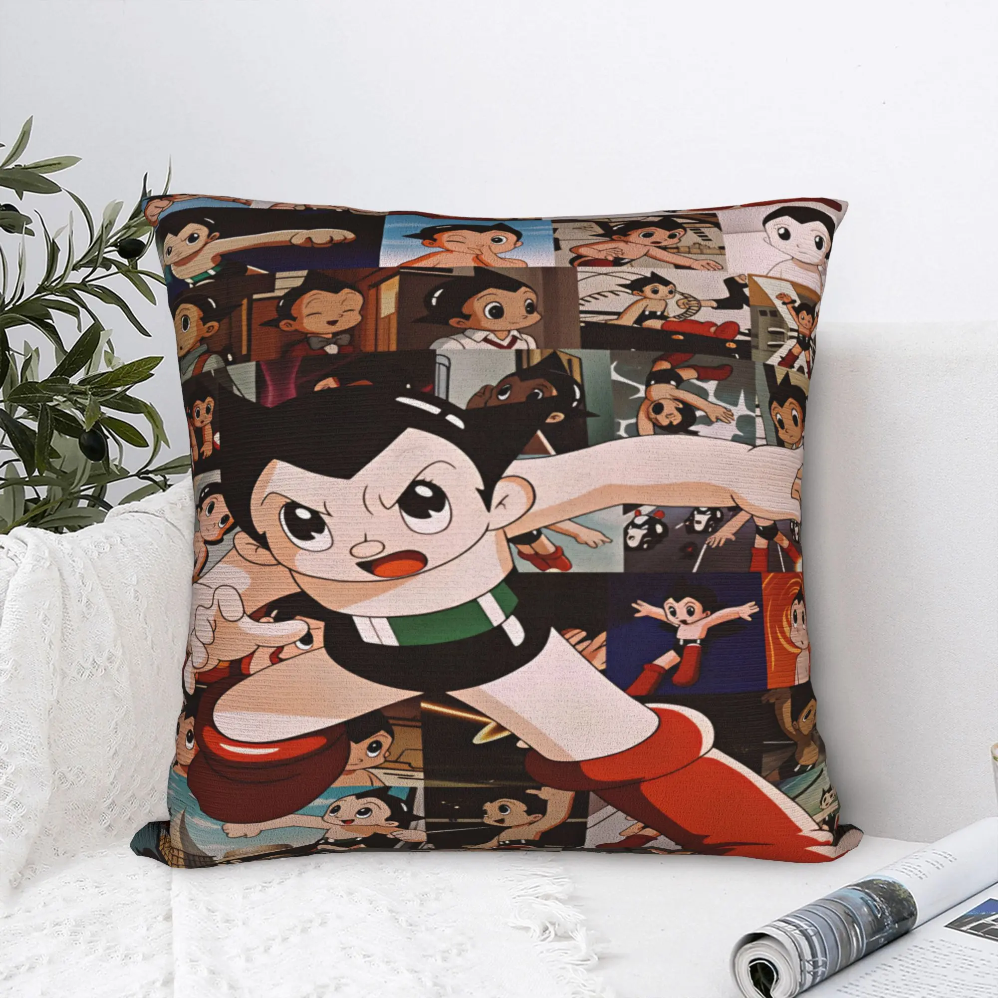 Astro Cartoon Boy Pillow Cover  Soft Cushion Cover Retro Trendy Pillow Case For Living Room Chair