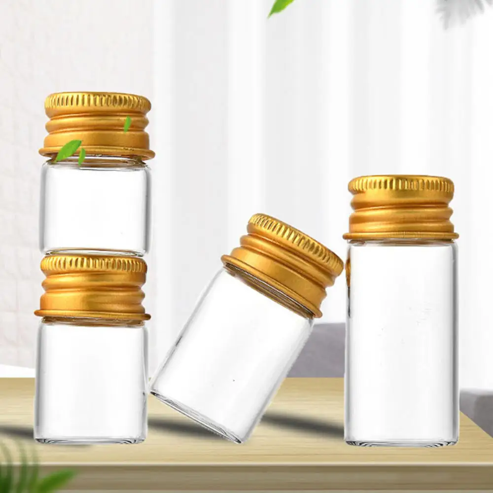 1 Pieces Glass Bottles With Aluminium Lids Small Mini Glass Jars 9 Sizes 5ml/7ml/8ml/10ml/12ml/15ml/20ml/25ml/30ml Refillable
