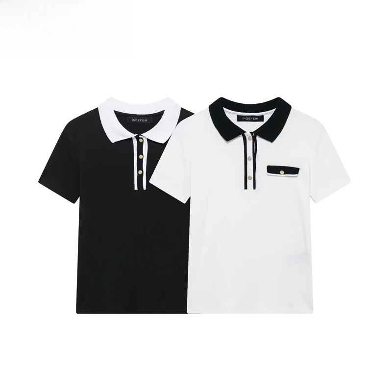 

ZBZR Spring New Women's Faion Color Blo ort Sve Turn Collar Simple irt T-irt Slim Fit Commute Sle Polyest...