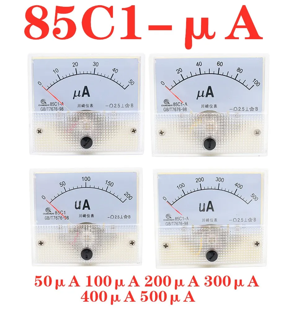 85C1 Ammeter dc Analog Current Meter Panel Mechanical Pointer Type 50UA 100UA 200UA 300UA 400UA 500UA